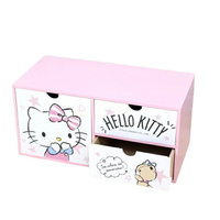 小禮堂 Hello Kitty 木製桌上型橫式三抽收納盒 (粉摸嘴)