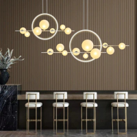Postmodern Glass Strip Bubble Pendant Chandeliers Lights Creative Magic Bean Restaurant Living Room Pendant Lamp Decor Luminaire