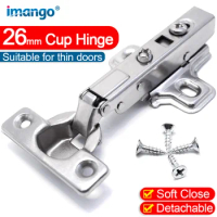 90 Degree Inset 26mm Small Furniture Hinge Soft Close Mini Hydraulic Damper for Kitchen Cabinet Cupboard Door Hinges Buffering