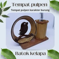 tempat pulpen jualan di meja / tempat pulpen aesthetic tempat pulpen hiasan burung batok kelapa