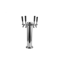Stainless Steel Draft Beer Tower, 3-Inches Column - 4 Faucets Polish Design Bar Tools Beer Dispenser Tower