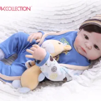 NPK Nyata 57 Cm Full Body Silikon Anak Reborn Bayi Boneka Mainan Pangeran Bayi Boneka Wig Rambut Hadiah Ulang Tahun Anak-anak brinquedos