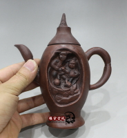 怪壺茶壺朱泥壺紫砂壺功夫茶壺 宜興紫砂茶壺泡茶器西施壺仿古壺1入