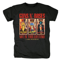 Punk T Shirt Guns N Roses T-Shirt Men Black Cotton Tshirt Heavy Metal Tops Gun Rose Print Hip Hop Tees