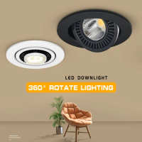 LED Downlights Dimmable 360 Angle Adjustable COB Ceiling Recessed Downlights 5/7/10/12/15/18W Ceiling Spot Lights Home Bedroom