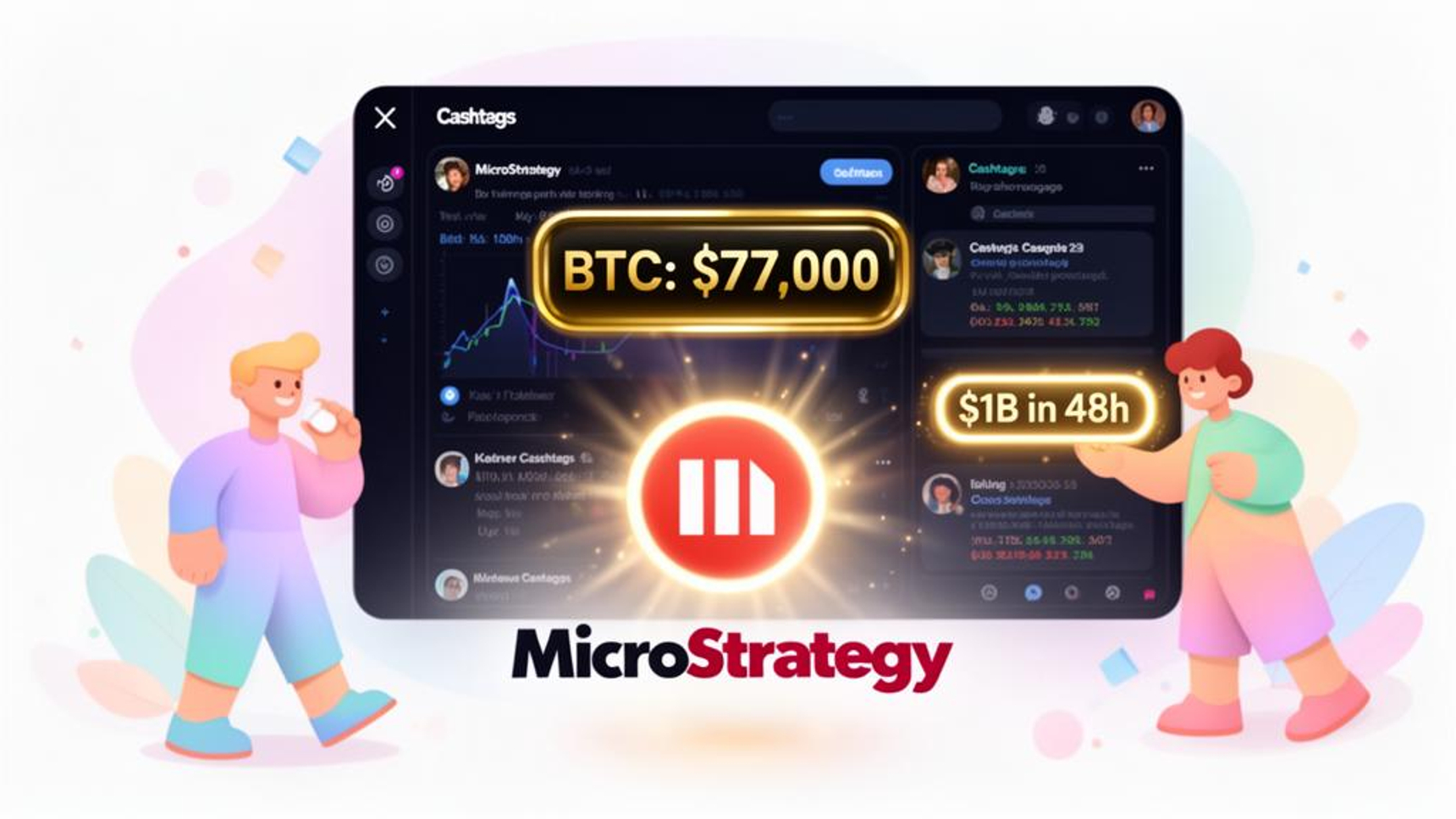 ビットコイン7万7000ドル突破】マイクロストラテジー株12％急騰、Xの新