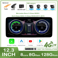 12.3" For Mercedes Benz C-Class W205 / GLC-Class X253 / V-Class W446 2014 -2015 Auto Multimedia Navigation Android Carplay Radio