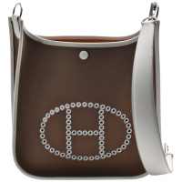 【Hermes 愛馬仕】經典Evelyne 29系列鏤空洞H LOGO帆布肩背包(大象灰色H084546CK-ETOUPE)