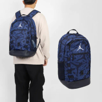 【NIKE 耐吉】後背包 Jordan Backpack 藍 黑 15吋 多夾層 雙肩包 肩背包 背包(JD2423003AD-002)