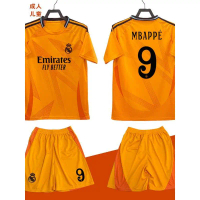 202524/25 Real Madrid Away Jersey Orange Football Shirt No.9 Mbappe Bellingham Vinicius Children's