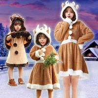 圣誕節cospla親子裝動物服裝小鹿短裙麋鹿裙扮演珊瑚絨家居親子裝  嘻哈戶外 可開發票 母親節禮物