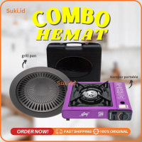 Suki.id PAKET COMBO HEMAT Kompor Portable + Alat panggang grill BBq Kitchenware Panggangan