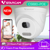 2023 Vstarcam Dome POE IP Camera Smart Dual Light 3MP Full Color H.265 2-Way Audio CCTV Camera Indoor Home Security Surveillance