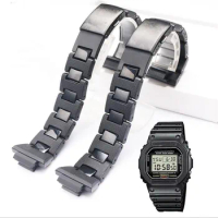 New Light Durable Plastic Steel Watchband 16mm Convex Mouth Black Strap Fit For G Shock 5000 DW5600 DW6900 M5610 Watch Stock