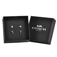 COACH 限量禮盒 愛心與棒棒糖造型穿式雙件套裝組耳環禮盒-金/粉紅色