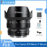 7 Artisans 7artisans 7.5mm F3.5 APS-C DLSR Camera Lens Large Aperture Prime Lens for Canon EF Mount Nikon F Series DLSR Camera