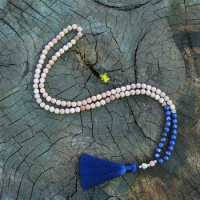 8mm Line Stone, Lapis, Meditation Mala,mala Namaste Yoga Jewelry, Chakra Stones Mala, Buddhist Mala Prayer Bead, 108 Mala Beads
