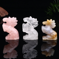 天闕瀾洛粉水晶白水晶獨角獸雕刻擺件動物飾品家居裝飾創意禮品