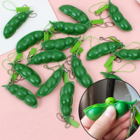 10Pcs/Set Extrusion Peas Beans Fidget Stress Relieve Antistress Keychain Toys for Kids Adults Birthday Party Favors Goodie Bag