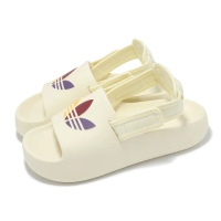 【adidas 愛迪達】涼鞋 Adifom Adilette J 大童 女鞋 奶油白 休閒鞋 環保材質 三葉草 愛迪達(JP5521)