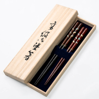 【若狹塗】日本製 雙澤珠貝 鑲貝漆 筷子2入禮盒組 夫妻筷 鮑魚貝 黑檀/紫檀(日本 筷子)