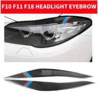 Faros delanteros de fibra de carbono para For BMW F10 F11 F18 5-Series 2011-2017, pegatina de cubierta embellecedora
