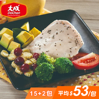 大成食品 ︱舒迷輕食嫩雞胸肉95gX15片組+(贈)椒麻雞胸2包