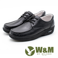 【W&amp;M】皮質氣墊彈力綁帶護士鞋 女鞋(黑)