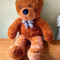 lovely bear toy plush toy cute big eyes bow stuffed bear toy teddy bear birthday dark brown 100cm