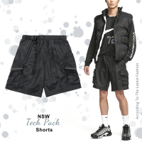 Nike 短褲 NSW Tech Pack Shorts 男款 黑 全黑 拉鍊口袋 腰帶 工裝 機能 DX0230-010