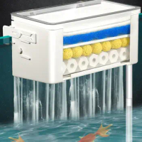 Fishbowl Water Curtain Filter Box With 3-in-1 Upper Filter Low-water-level Aquarium Water Purifier Circulation Filter