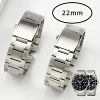 22mm Watches Accessories 316L Stainless Steel Bracelet for Casio MDV106 107 MTP-1375 5374 1374 Strap Men WatchBand Safe Buckle