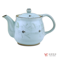 【堯峰陶瓷】日本進口有田燒茶壺 單入 | 藍灰釉毛刷唐草職人設計