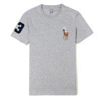 Polo Ralph Lauren 年度熱銷刺繡彩大馬圓領素面短袖T恤-灰色