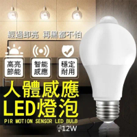 買一送一 人體感應LED燈泡12W 贈送萬向燈座
