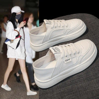 Baili Meng 2026 Spring New White Sneakers Korean Style Student Lace-Up Dual-Use Casual Women's Shoes
