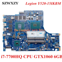 Original 5B20P24389 BY520 NM-B391 For Lenovo Legion Y520-15IKBM Laptop Motherboard With i7-7700HQ CPU GTX1060 6GB GPU GDDR5