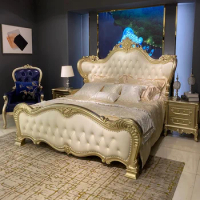 Queen Size Royal Bed Bases European Luxury Villa Multifunctional Modern Twin Bed Frame Safe Sleeping Camas De Casal Furniture
