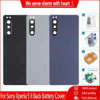 For Sony Xperia 5 II Back Battery Cover Rear Door Case SO-52A XQ-AS52 XQ-AS62 XQ-AS72 With Camera Lens Replacement
