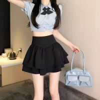 Fashion Ball Gown Pleated Short Skirts for Women Casual A-line High Waist Cake Mini Skirt Streetwear Puffy Skort Female Clothes