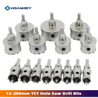 12-200mm TCT Hole Saw Drill Bits Alloy Carbide Cobalt Steel Hole Opener Metal Cutting For Stainless Steel Alloy Metal Drilling