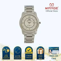 Mirage Jam Tangan Pria Analog 8190 M Silver Original Stainless Plat Putih