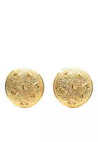 Chanel 二手香奈兒鍍金Logo圓形夾式耳環