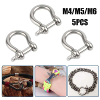 5 Pcs Ring Omega Shackle D Steel Bow Shackle M4/M5/M6 Pin Sekrup Busur Shackle Segel Screw Aksesoris