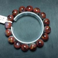 13.5mm Natural Purple Cacoxenite Auralite 23 Red Rutilated Quartz Bracelet Clear Round Beads Bangle Women Men AAAAAA