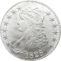 1828 United States 50 Cents ½ Dollar Liberty Eagle Capped Bust Half Dollar Cupronickel Plated Silver White Copy Coin