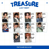 PHOTOCARD TREASURE SELCA LAST NIGHT 2SISI (ISI 5 PCS + LAMINASI 2 SISI) TANDA TANGAN TTD KPOP CARDS