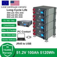 EU Stock ! Duty-free LiFePO4 48V 100Ah Battery 51.2V 5.12Kw 6000+ Cycles &amp; 10-Year lifetime, Built-in BMS, RV, Solar, Off-Grid