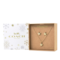 COACH 星星針式耳環/項鍊禮盒-金色