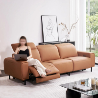 【Taoshop 淘家舖】科技布藝沙發客廳現代簡約真皮輕奢多功能直排電動雙人沙發(三人位全部電動)